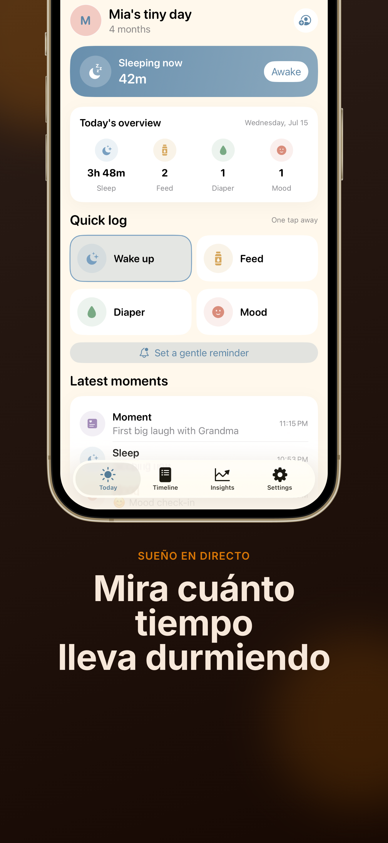 Captura de pantalla de TinyDay Registro del bebé 2