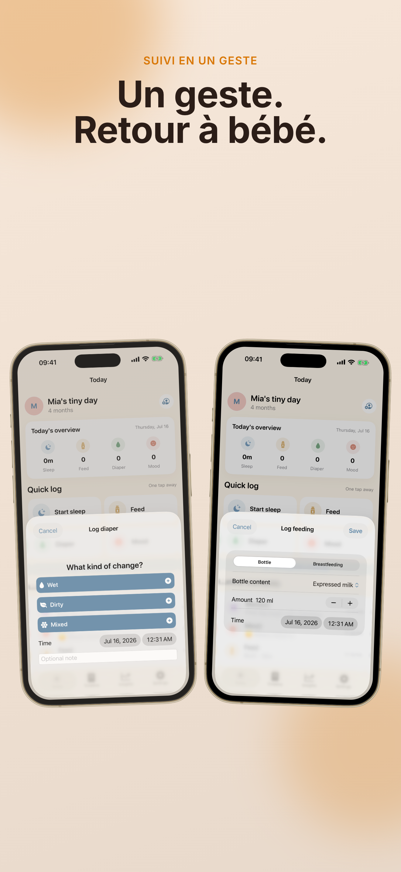 Capture d'écran de l'app TinyDay Suivi bébé 4