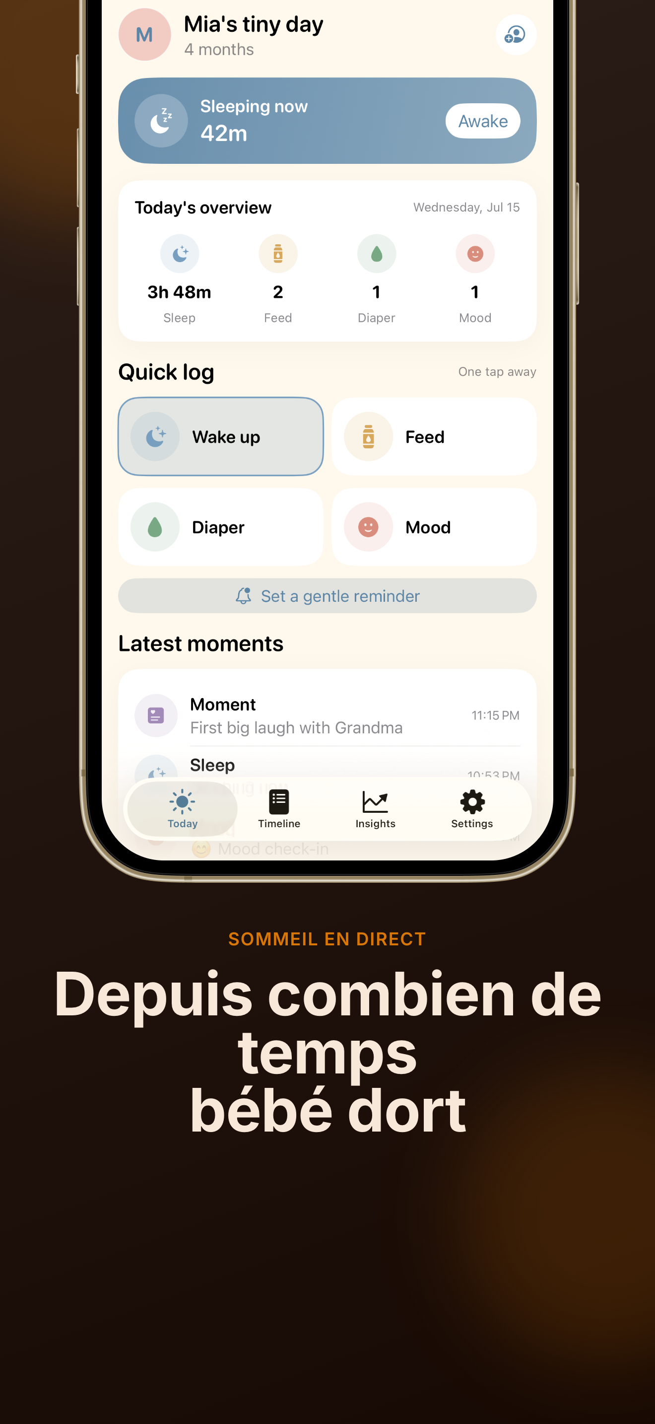 Capture d'écran de l'app TinyDay Suivi bébé 2