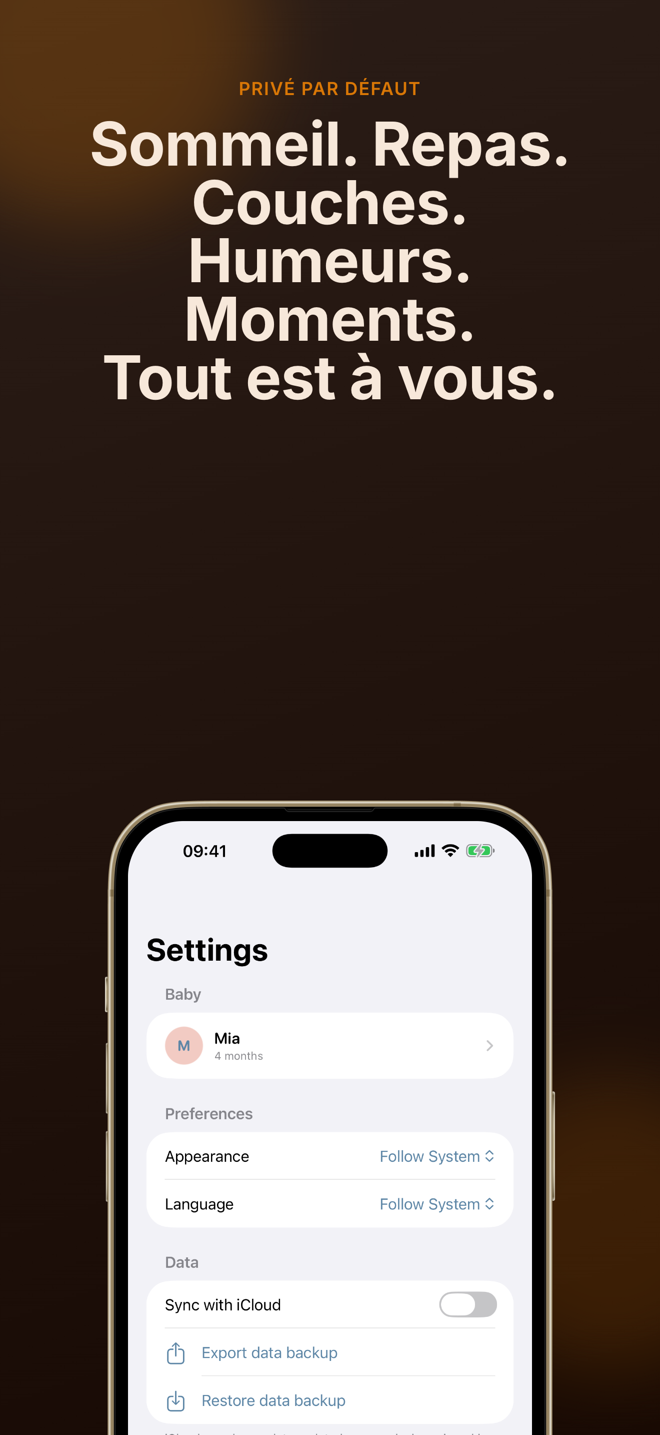 Capture d'écran de l'app TinyDay Suivi bébé 5