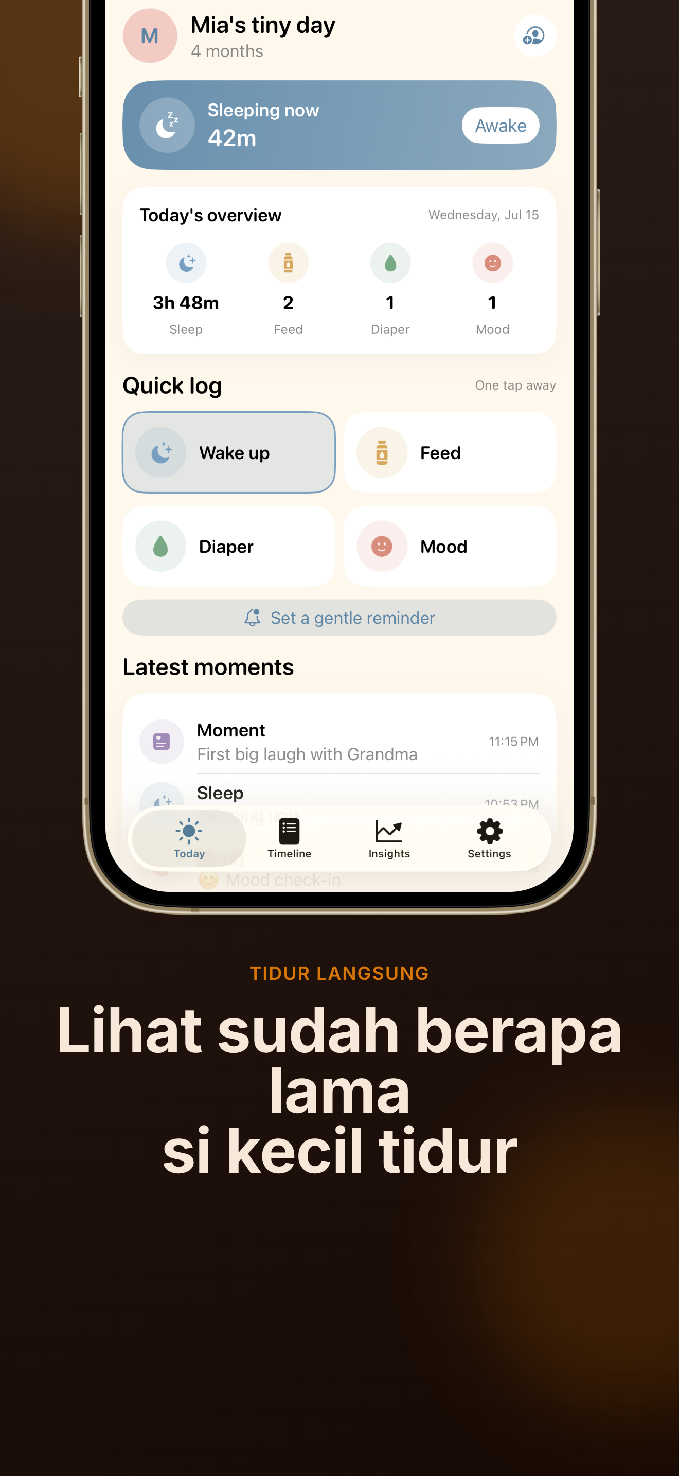 Tangkapan layar aplikasi TinyDay Catatan Bayi 2