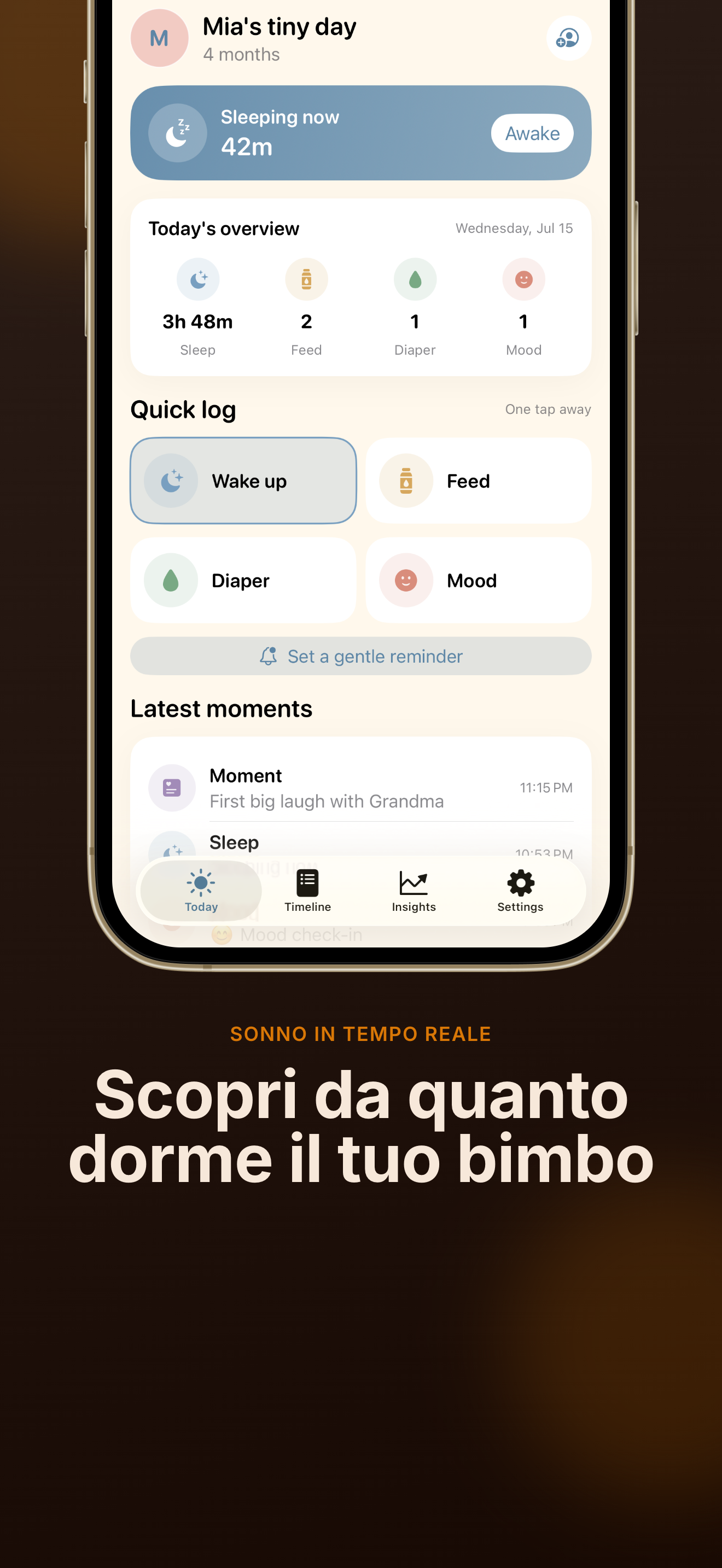 Screenshot dell'app TinyDay Diario del bambino 2