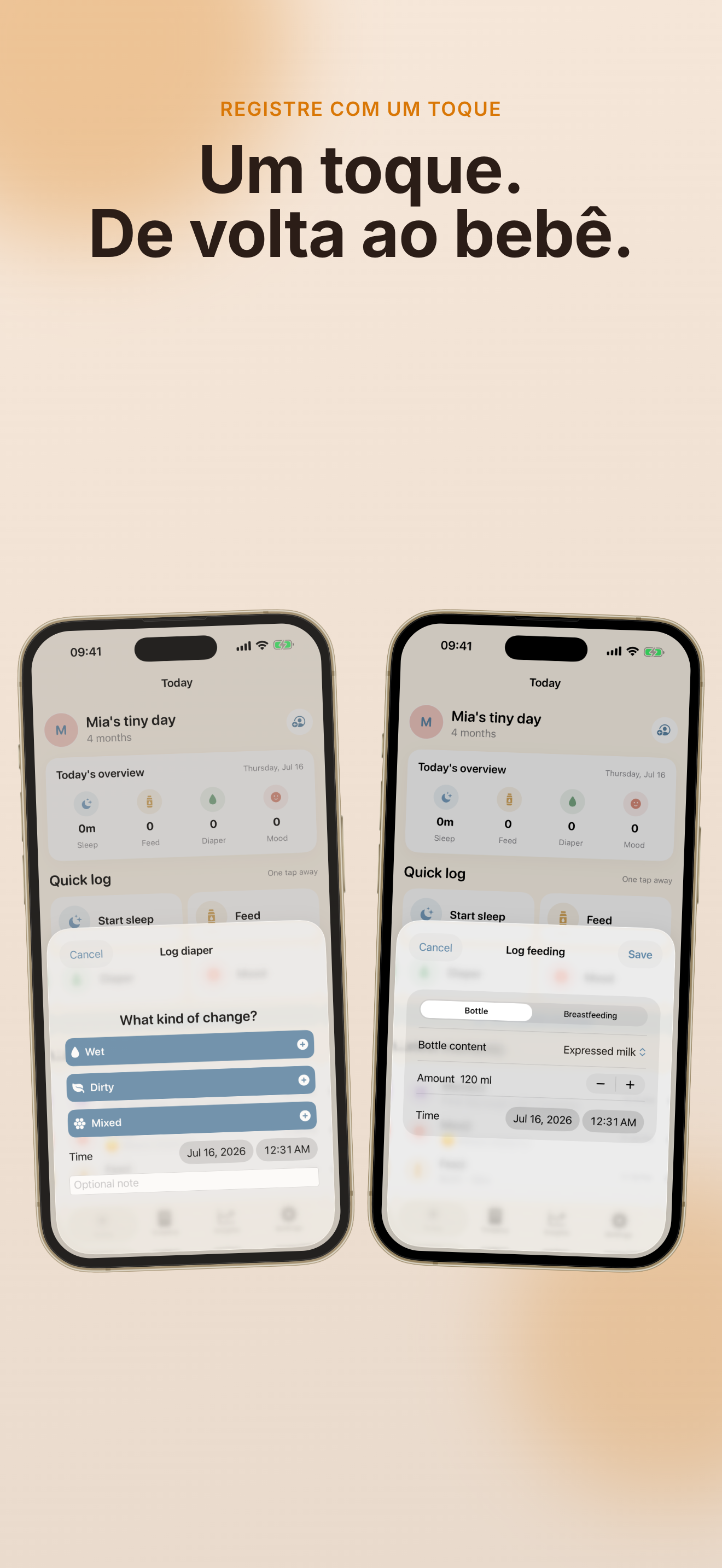 Captura de tela do app TinyDay Registro do bebê 4