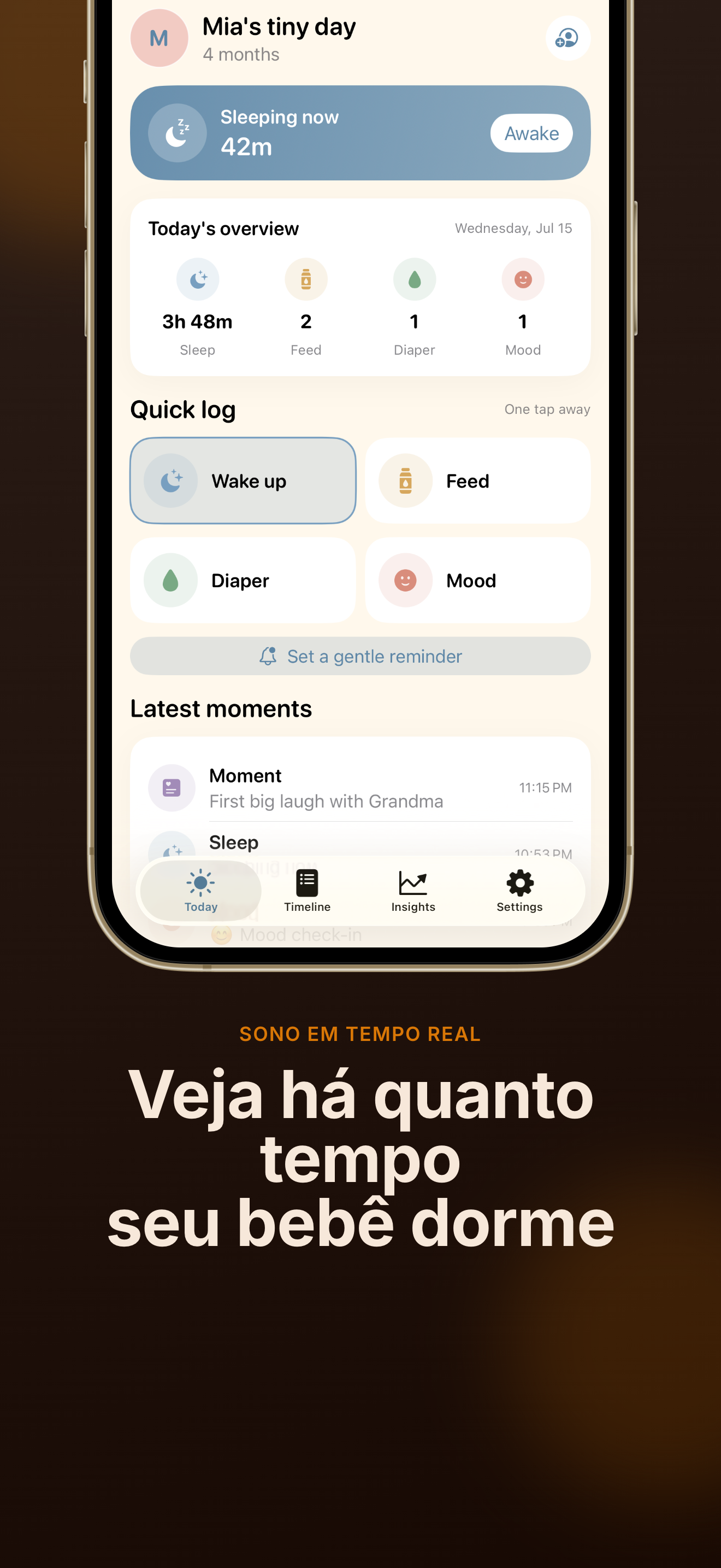 Captura de tela do app TinyDay Registro do bebê 2