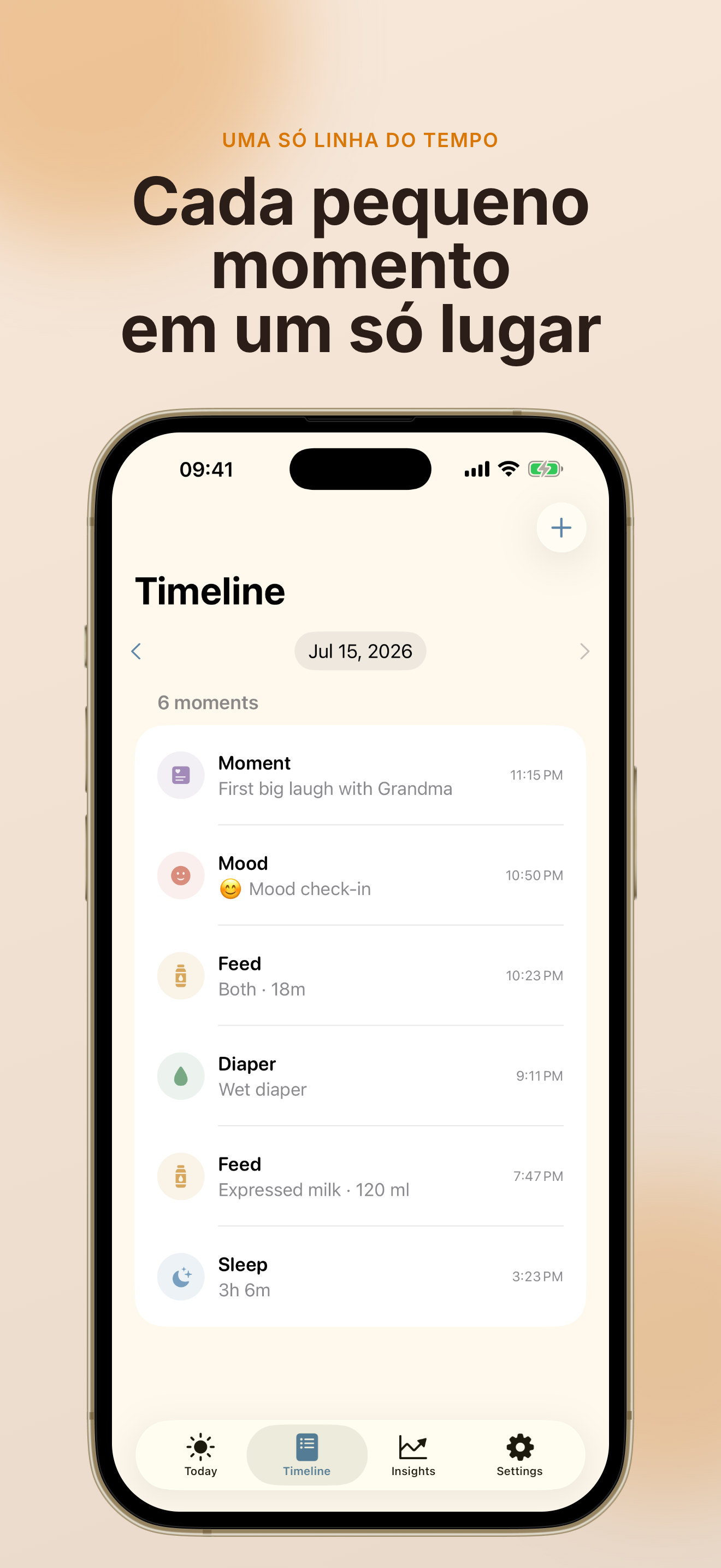 Captura de tela do app TinyDay Registro do bebê 3