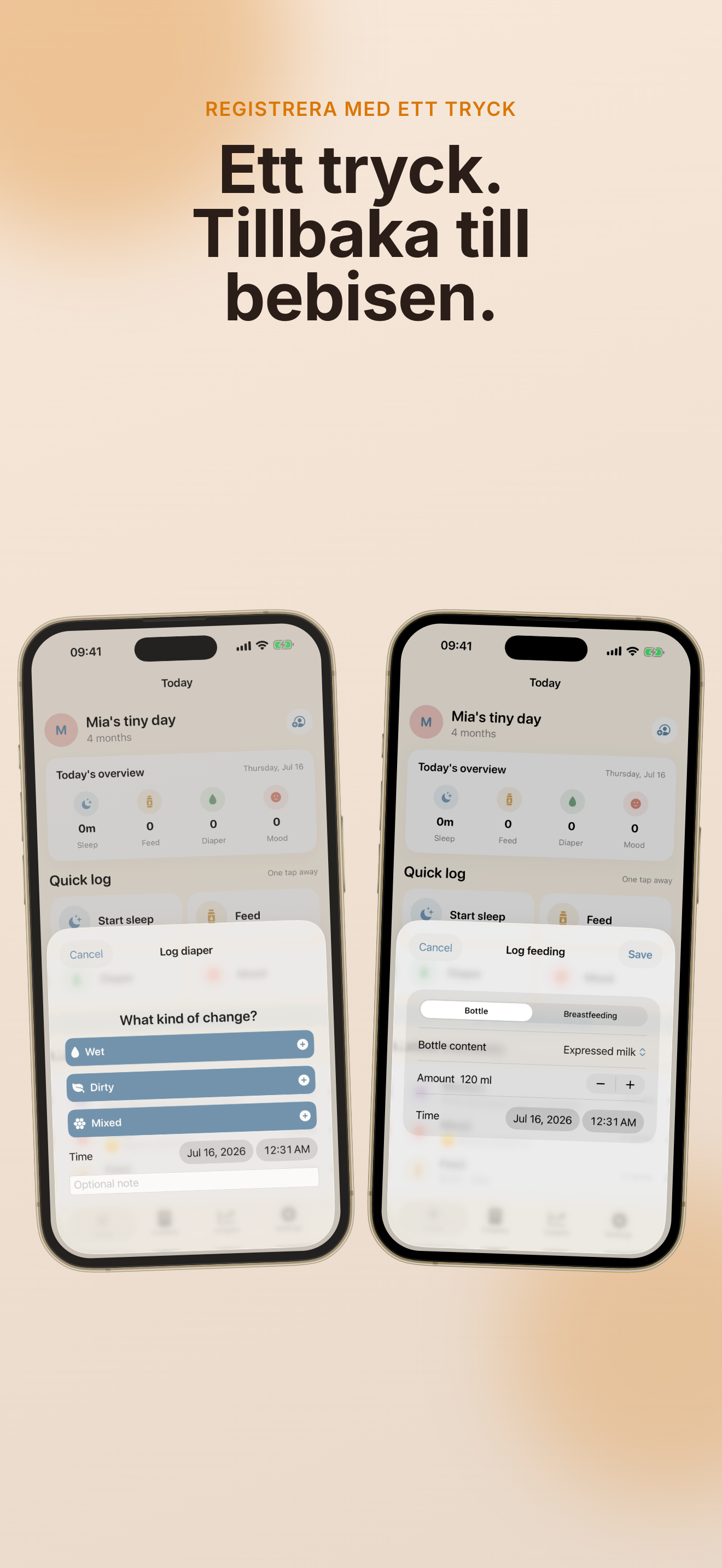 Skärmdump av TinyDay Babytracker-appen 4