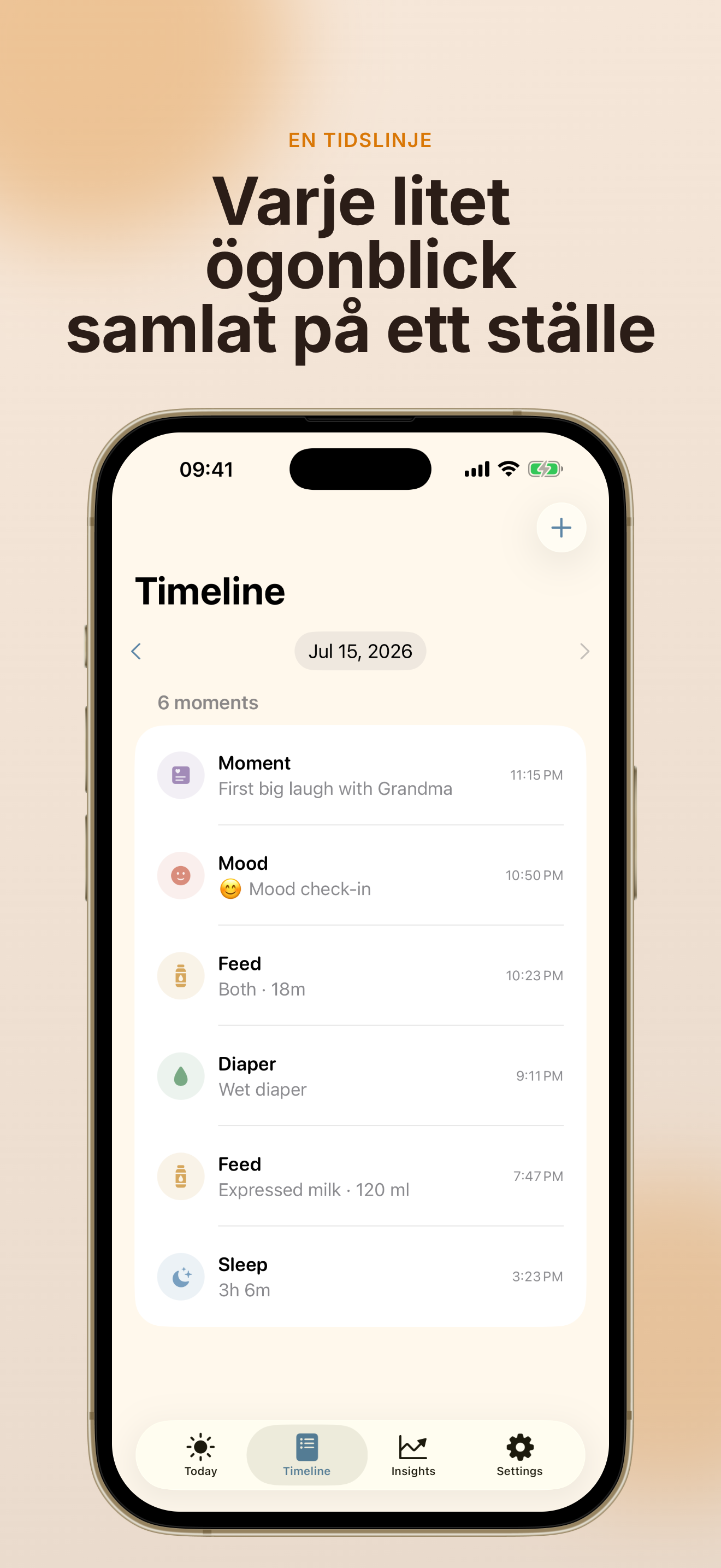 Skärmdump av TinyDay Babytracker-appen 3
